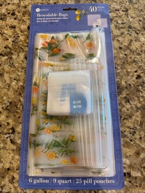 Mamia Lemon Print Resealable Storage Bags - Clear with Yellow & Green